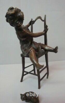 Statue Cat Girl Style Art Deco Style Art New Solid Bronze Sign