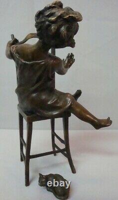 Statue Cat Girl Style Art Deco Style Art New Solid Bronze Sign