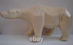 Statue Figure Bear Animal Style Cubist Porcelain Ceramic