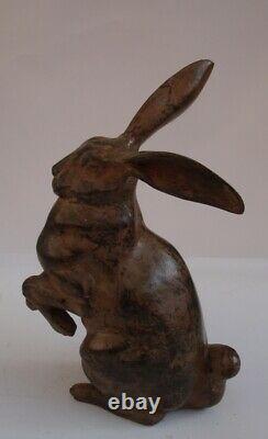 Statue Rabbit Lievre Hunting Style Art Deco Style Art Nouveau Bronze Massif