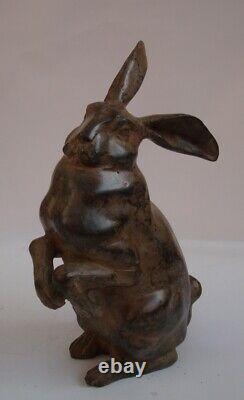 Statue Rabbit Lievre Hunting Style Art Deco Style Art Nouveau Bronze Massif