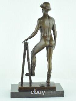 Statue Sculpture Athlete Sexy Style Art Deco Style Art Nouveau Solid Bronze