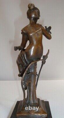 Statue Sculpture Bird Maiden Nude Art Deco Art Nouveau Style Bronze