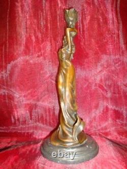 Statue Sculpture Candleholder Romantic Lady Art Deco Style Art Nouveau