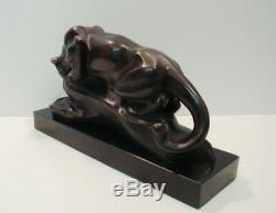 Statue Sculpture Cougar Animal Style Art Deco Art Nouveau Bronze Massive