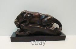 Statue Sculpture Cougar Animalier Style Art Deco Style Art Nouveau Solid Bronze