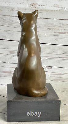 Statue Sculpture Cougar Fauna Art Deco Style Art New Style Bronze Signed