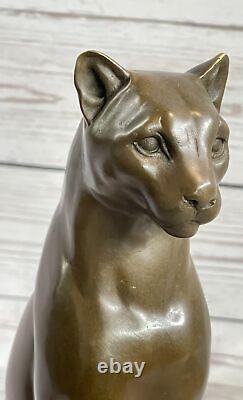 Statue Sculpture Cougar Fauna Art Deco Style Art New Style Bronze Signed