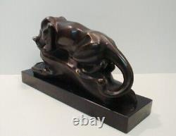 Statue Sculpture Cougar in Animalier Style Art Deco and Art Nouveau Solid Bronze