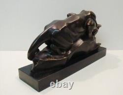 Statue Sculpture Cougar in Animalier Style Art Deco and Art Nouveau Solid Bronze