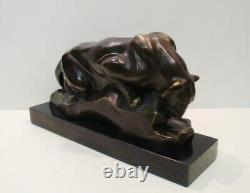 Statue Sculpture Cougar in Animalier Style Art Deco and Art Nouveau Solid Bronze