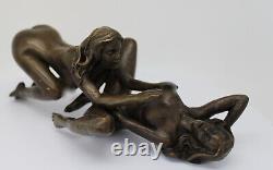 Statue Sculpture Couple Sexy Style Art Deco Style Art Nouveau Massive Bronze Sign