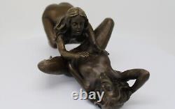 Statue Sculpture Couple Sexy Style Art Deco Style Art Nouveau Massive Bronze Sign