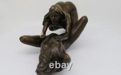 Statue Sculpture Couple Sexy Style Art Deco Style Art Nouveau Massive Bronze Sign