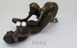 Statue Sculpture Couple Sexy Style Art Deco Style Art Nouveau Massive Bronze Sign