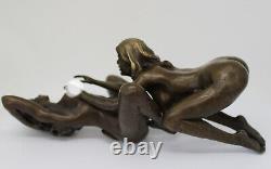 Statue Sculpture Couple Sexy Style Art Deco Style Art Nouveau Massive Bronze Sign