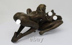 Statue Sculpture Couple Sexy Style Art Deco Style Art Nouveau Massive Bronze Sign