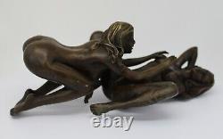 Statue Sculpture Couple Sexy Style Art Deco Style Art Nouveau Massive Bronze Sign