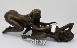 Statue Sculpture Couple Sexy Style Art Deco Style Art Nouveau Massive Bronze Sign