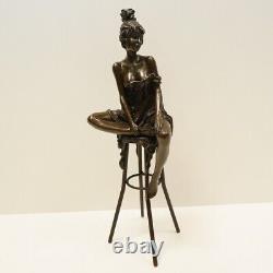 Statue Sculpture Demoiselle Sexy Style Art Deco Solid Bronze Art Nouveau Style