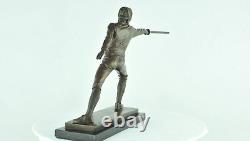 Statue Sculpture Fencing Epee Style Art Deco Style Art New Solid Bronze Sig