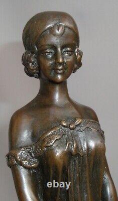 Statue Sculpture Girl Innocence Art Deco Style Art Nouveau Solid Bronze