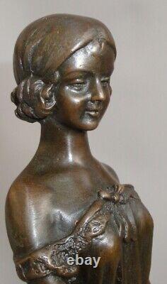 Statue Sculpture Girl Innocence Art Deco Style Art Nouveau Solid Bronze