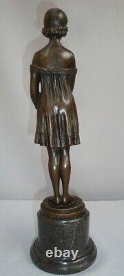 Statue Sculpture Girl Innocence Art Deco Style Art Nouveau Solid Bronze