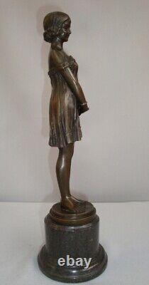 Statue Sculpture Girl Innocence Art Deco Style Art Nouveau Solid Bronze