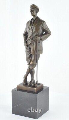 Statue Sculpture Golfer Golf Style Art Deco Style Art Nouveau Solid Bronze Sig