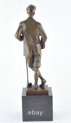 Statue Sculpture Golfer Golf Style Art Deco Style Art Nouveau Solid Bronze Sig