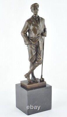 Statue Sculpture Golfer Golf Style Art Deco Style Art Nouveau Solid Bronze Sig