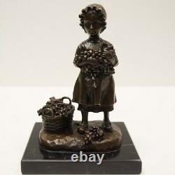 Statue Sculpture Grape Wine Girl Harvest Art Deco Art Nouveau Style