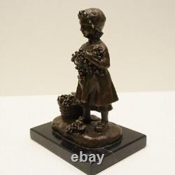 Statue Sculpture Grape Wine Girl Harvest Art Deco Art Nouveau Style