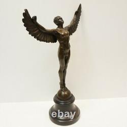 Statue Sculpture Icare Ange Nu Style Art Deco Style Art New Solid Bronze Si