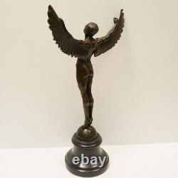 Statue Sculpture Icarus Angel Nude Art Deco Style Art Nouveau Solid Bronze