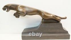 Statue Sculpture Jaguar Animalier Style Art Deco Style Art New Solid Bronze
