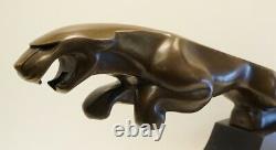 Statue Sculpture Jaguar Animalier Style Art Deco Style Art New Solid Bronze