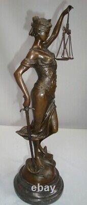 Statue Sculpture Justice Themis Art Deco Art Nouveau Style Bronze Massi