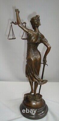 Statue Sculpture Justice Themis Art Deco Art Nouveau Style Bronze Massi