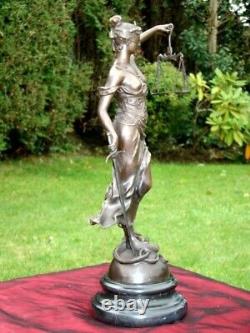 Statue Sculpture Justice Themis Art Deco Style Art Nouveau Bronze massi