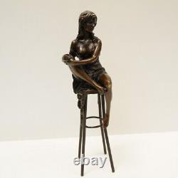 Statue Sculpture Lady Sexy Style Art Deco Style Art Nouveau Solid Bronze