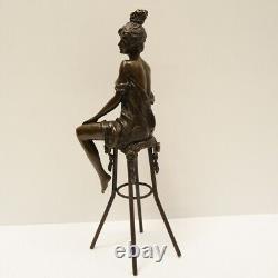 Statue Sculpture Lady Sexy Style Art Deco Style Art Nouveau Solid Bronze