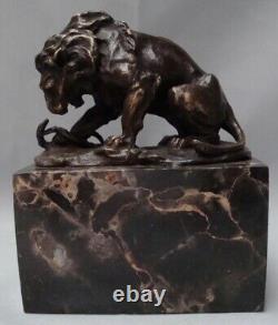 Statue Sculpture Lion Serpent Animal Style Art Deco Style Art Nouveau Bronze