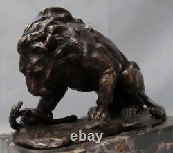 Statue Sculpture Lion Serpent Animal Style Art Deco Style Art Nouveau Bronze