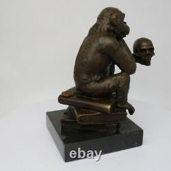 Statue Sculpture Monkey Animal Style Art Deco Style Art New Solid Bronze