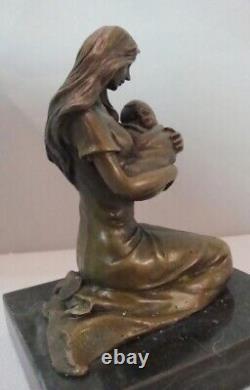 Statue Sculpture Mother Child Mary Jesus Christ Art Deco Style Art Nouveau