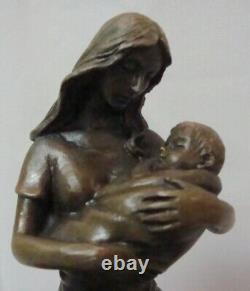 Statue Sculpture Mother Child Mary Jesus Christ Art Deco Style Art Nouveau