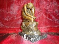 Statue Sculpture Naked Young Lady Sexy Style Art Deco Art Nouveau Bronze