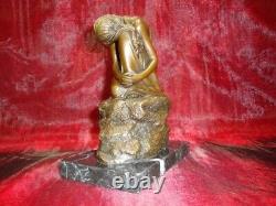 Statue Sculpture Naked Young Lady Sexy Style Art Deco Art Nouveau Bronze